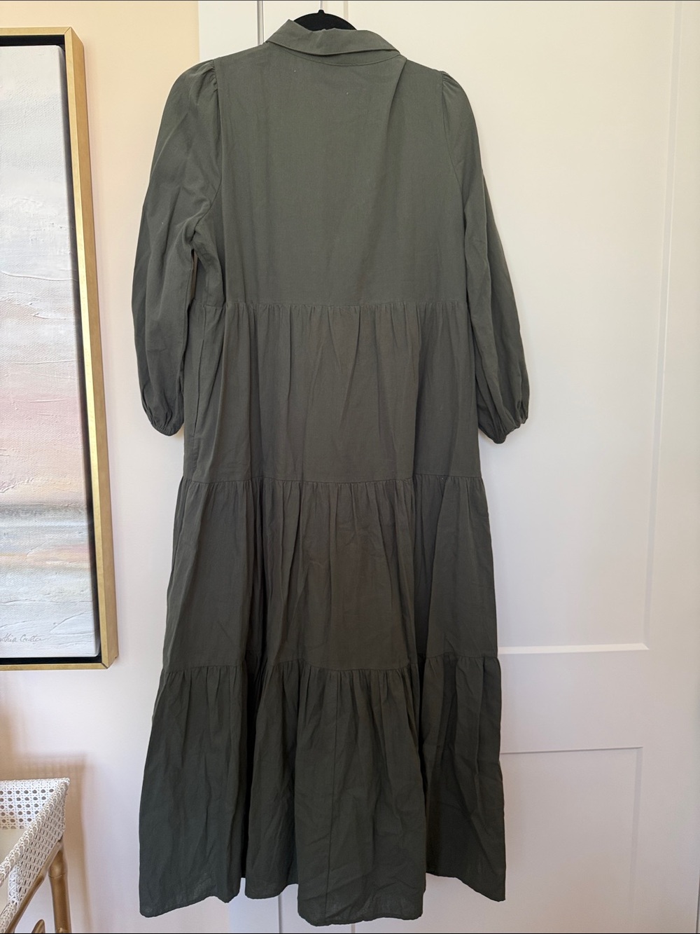 Pomander Place Tiered Midi Shirt Dress in Sedona Sage - Picture 8 of 8